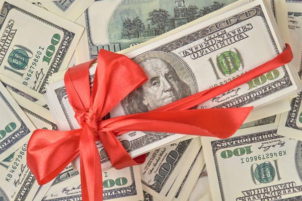 Money gift concept.