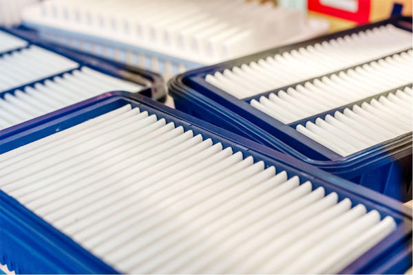 Paper air filter, close-up