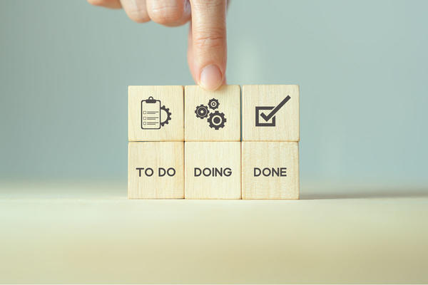 Work tracking concept; TO DO, DOING, DONE