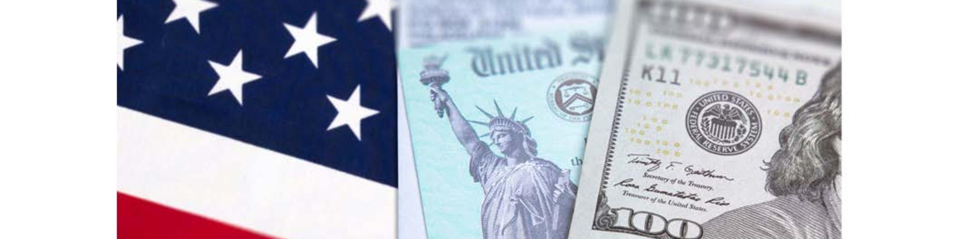 American Flag, Statue of Liberty and Money