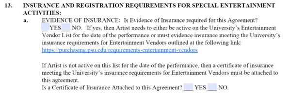 Screen shot of insurance section 13