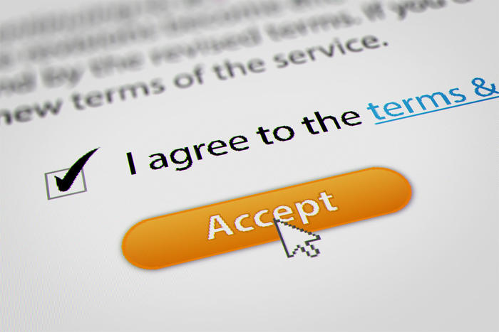 Mouse Cursor Clicking Accept for Terms and Conditions Agreement.